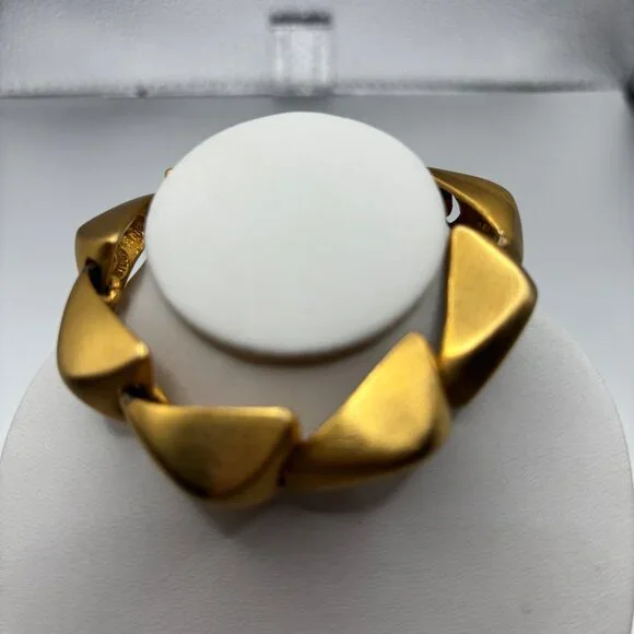 VTG Clara Studio Geometric Link Bracelet Fold-Over Insert Clasp 7" Long OOAK - Picture 2 of 11